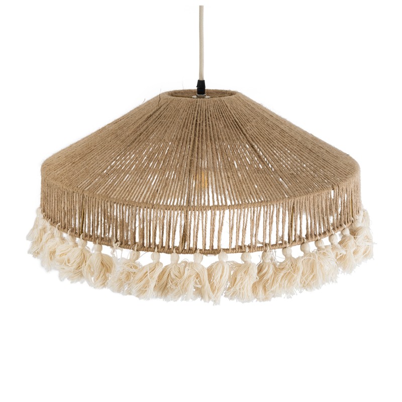 GLOBOSTAR® PUERTORICO 02098 Boho Κρεμαστό Φωτιστικό Οροφής με Ντουί 1 x E27 AC 220-240V IP20 - Μπεζ & Λευκό - Μ50 x Π50 x Υ25cm