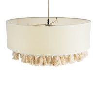 GLOBOSTAR® GINGER 02100 Boho Κρεμαστό Φωτιστικό Οροφής με Ντουί 1 x E27 AC 220-240V IP20 - Μπεζ & Λευκό - Μ50 x Π50 x Υ25cm