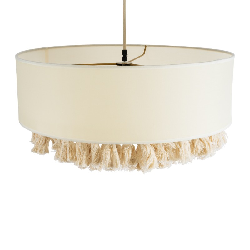 GLOBOSTAR® GINGER 02100 Boho Κρεμαστό Φωτιστικό Οροφής με Ντουί 1 x E27 AC 220-240V IP20 - Μπεζ & Λευκό - Μ50 x Π50 x Υ25cm
