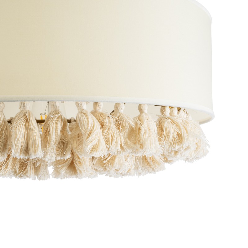 GLOBOSTAR® GINGER 02100 Boho Κρεμαστό Φωτιστικό Οροφής με Ντουί 1 x E27 AC 220-240V IP20 - Μπεζ & Λευκό - Μ50 x Π50 x Υ25cm