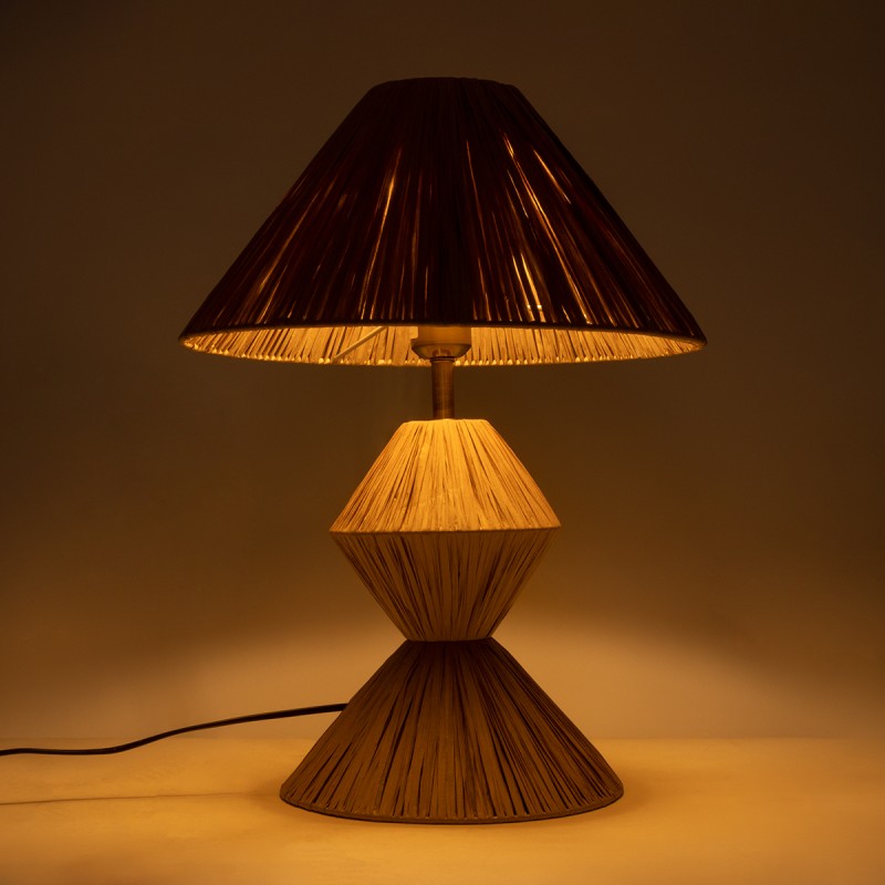 GLOBOSTAR® LUANA 02107 Boho Επιτραπέζιο Φωτιστικό Πορτατίφ με Ντουί 1 x E27 AC 220-240V IP20 - Μπεζ - Μ40 x Π40 x Υ50cm