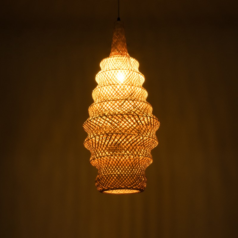 GLOBOSTAR® MAUI 02114 Boho Κρεμαστό Φωτιστικό Οροφής με Ντουί 1 x E27 AC 220-240V IP20 - Μπεζ - Μ30 x Π30 x Y77cm