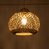 GLOBOSTAR® ECUADOR 02115 Boho Κρεμαστό Φωτιστικό Οροφής με Ντουί 1 x E27 AC 220-240V IP20 - Μπεζ - Μ35 x Π35 x Υ28cm