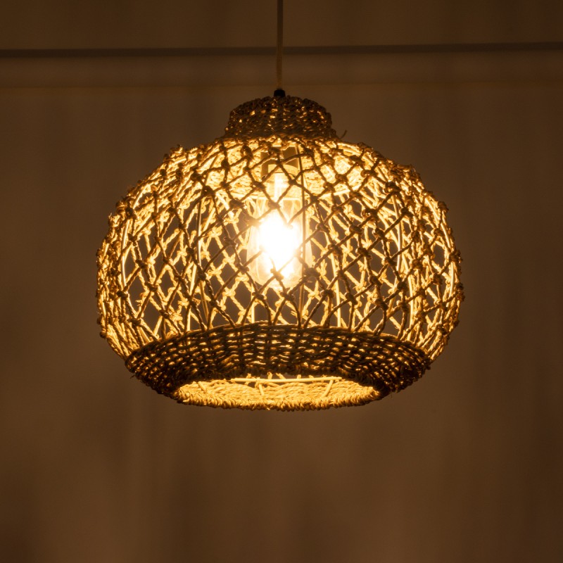 GLOBOSTAR® ECUADOR 02115 Boho Κρεμαστό Φωτιστικό Οροφής με Ντουί 1 x E27 AC 220-240V IP20 - Μπεζ - Μ35 x Π35 x Υ28cm