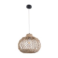 GLOBOSTAR® ECUADOR 02115 Boho Κρεμαστό Φωτιστικό Οροφής με Ντουί 1 x E27 AC 220-240V IP20 - Μπεζ - Μ35 x Π35 x Υ28cm
