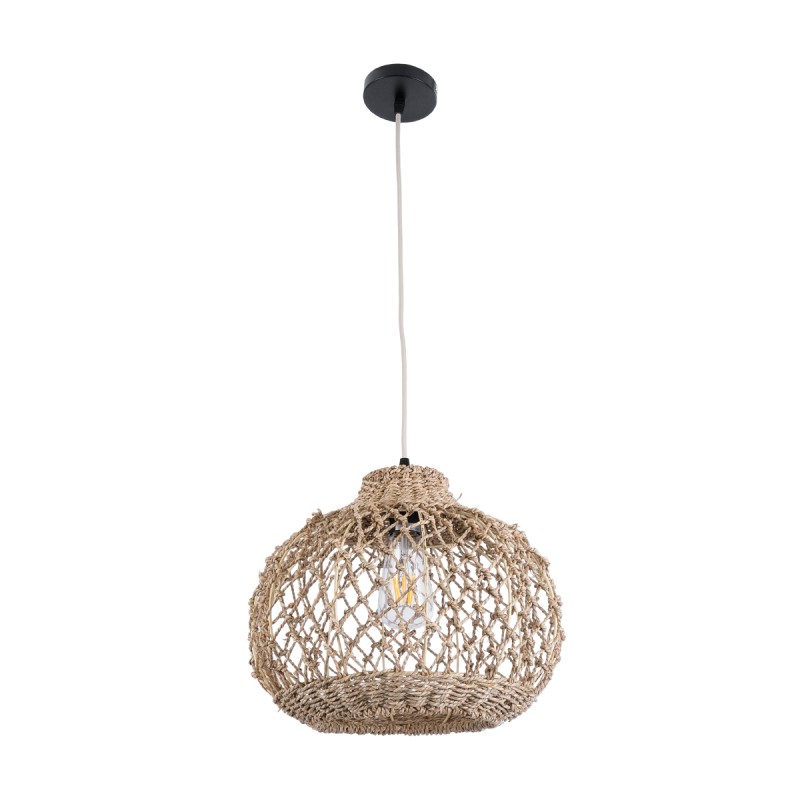 GLOBOSTAR® ECUADOR 02115 Boho Κρεμαστό Φωτιστικό Οροφής με Ντουί 1 x E27 AC 220-240V IP20 - Μπεζ - Μ35 x Π35 x Υ28cm