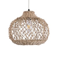GLOBOSTAR® ECUADOR 02115 Boho Κρεμαστό Φωτιστικό Οροφής με Ντουί 1 x E27 AC 220-240V IP20 - Μπεζ - Μ35 x Π35 x Υ28cm