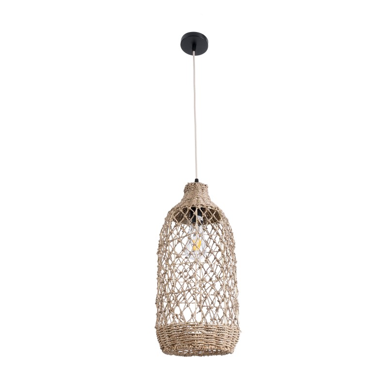 GLOBOSTAR® ECUADOR 02116 Boho Κρεμαστό Φωτιστικό Οροφής με Ντουί 1 x E27 AC 220-240V IP20 - Μπεζ - Μ23 x Π23 x Υ50cm