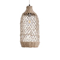 GLOBOSTAR® ECUADOR 02116 Boho Κρεμαστό Φωτιστικό Οροφής με Ντουί 1 x E27 AC 220-240V IP20 - Μπεζ - Μ23 x Π23 x Υ50cm