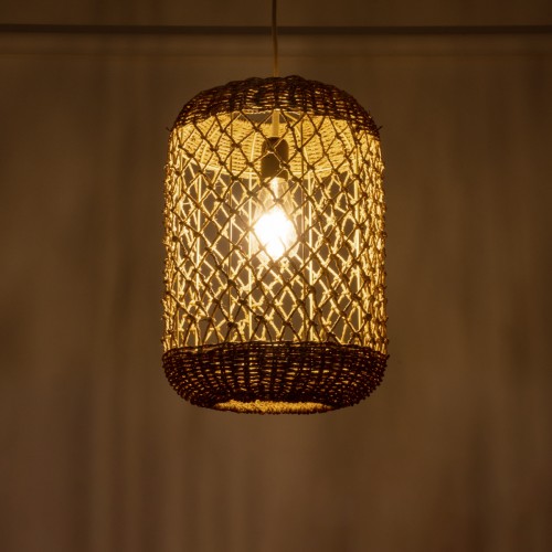 GLOBOSTAR® ECUADOR 02117 Boho Κρεμαστό Φωτιστικό Οροφής με Ντουί 1 x E27 AC 220-240V IP20 - Μπεζ - Μ28 x Π28 x Υ40cm