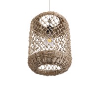 GLOBOSTAR® ECUADOR 02117 Boho Κρεμαστό Φωτιστικό Οροφής με Ντουί 1 x E27 AC 220-240V IP20 - Μπεζ - Μ28 x Π28 x Υ40cm