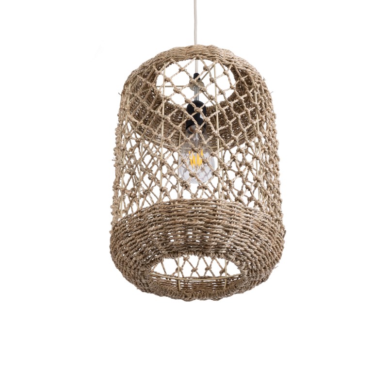 GLOBOSTAR® ECUADOR 02117 Boho Κρεμαστό Φωτιστικό Οροφής με Ντουί 1 x E27 AC 220-240V IP20 - Μπεζ - Μ28 x Π28 x Υ40cm