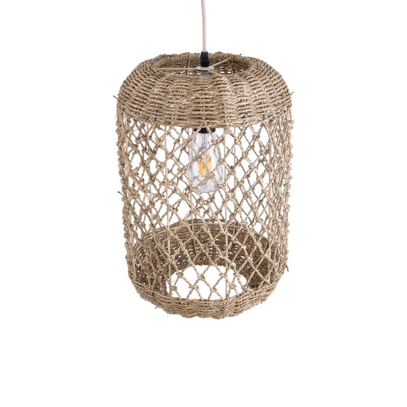 GLOBOSTAR® ECUADOR 02117 Boho Κρεμαστό Φωτιστικό Οροφής με Ντουί 1 x E27 AC 220-240V IP20 - Μπεζ - Μ28 x Π28 x Υ40cm