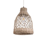 GLOBOSTAR® ECUADOR 02118 Boho Κρεμαστό Φωτιστικό Οροφής με Ντουί 1 x E27 AC 220-240V IP20 - Μπεζ - Μ25 x Π25 x Υ35cm