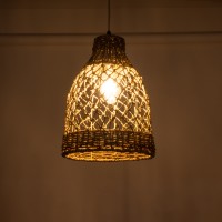 GLOBOSTAR® ECUADOR 02118 Boho Κρεμαστό Φωτιστικό Οροφής με Ντουί 1 x E27 AC 220-240V IP20 - Μπεζ - Μ25 x Π25 x Υ35cm