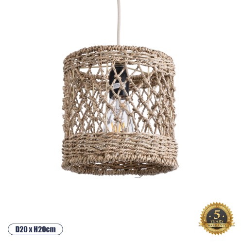 GLOBOSTAR® ECUADOR 02120 Boho Κρεμαστό Φωτιστικό Οροφής με Ντουί 1 x E27 AC 220-240V IP20 - Μπεζ - Μ20 x Π20 x Υ20cm