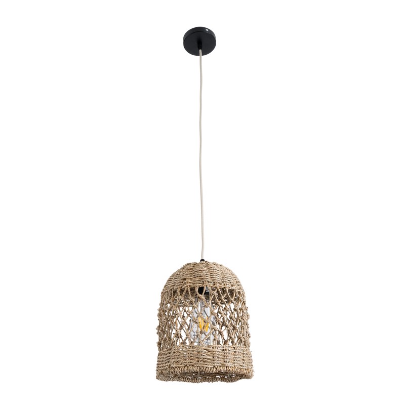 GLOBOSTAR® ECUADOR 02121 Boho Κρεμαστό Φωτιστικό Οροφής με Ντουί 1 x E27 AC 220-240V IP20 - Μπεζ - Μ20 x Π20 x Υ25cm