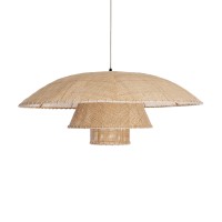 GLOBOSTAR® ZORA 02139 Boho Κρεμαστό Φωτιστικό Οροφής με Ντουί 1 x E27 AC 220-240V IP20 - Μπεζ - Μ80 x Π80 x Υ32cm