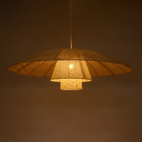 GLOBOSTAR® ZORA 02140 Boho Κρεμαστό Φωτιστικό Οροφής με Ντουί 1 x E27 AC 220-240V IP20 - Μπεζ - Μ120 x Π120 x Υ40cm