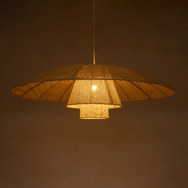 GLOBOSTAR® ZORA 02140 Boho Κρεμαστό Φωτιστικό Οροφής με Ντουί 1 x E27 AC 220-240V IP20 - Μπεζ - Μ120 x Π120 x Υ40cm
