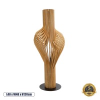GLOBOSTAR® MIHIRO 02150 Boho Επιδαπέδιο Φωτιστικό με Ντουί 1 x E27 AC 220-240V IP20 - Μπέζ & Μαύρο - Μ48 x Π48 x Υ120cm