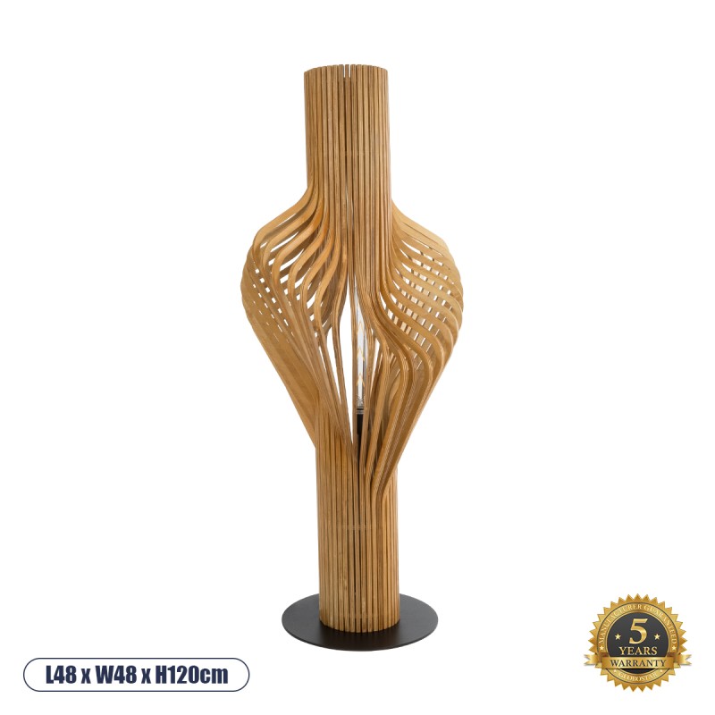 GLOBOSTAR® MIHIRO 02150 Boho Επιδαπέδιο Φωτιστικό με Ντουί 1 x E27 AC 220-240V IP20 - Μπέζ & Μαύρο - Μ48 x Π48 x Υ120cm