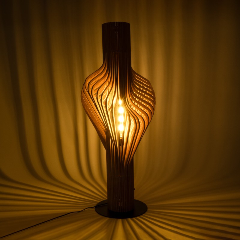 GLOBOSTAR® MIHIRO 02150 Boho Επιδαπέδιο Φωτιστικό με Ντουί 1 x E27 AC 220-240V IP20 - Μπέζ & Μαύρο - Μ48 x Π48 x Υ120cm