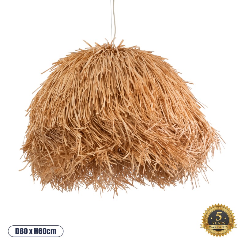 GLOBOSTAR® GUADELOUPE 02155 Boho Κρεμαστό Φωτιστικό Οροφής με Ντουί 1 x E27 AC 220-240V IP20 - Καφέ - Μ80 x Π80 x Υ60cm