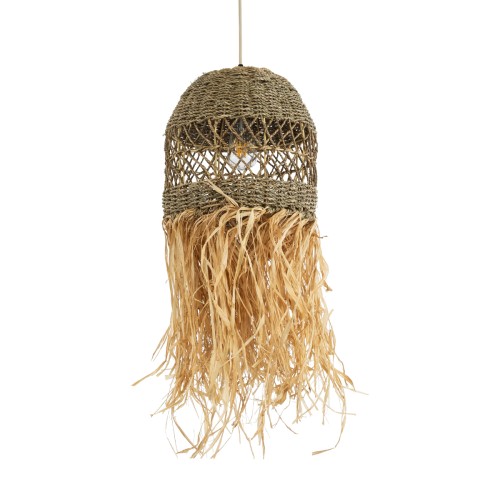 GLOBOSTAR® SAINTLUCIA 02160 Boho Κρεμαστό Φωτιστικό Οροφής με Ντουί 1 x E27 AC 220-240V IP20 - Μπεζ & Καφέ - Μ30 x Π30 x Υ90cm