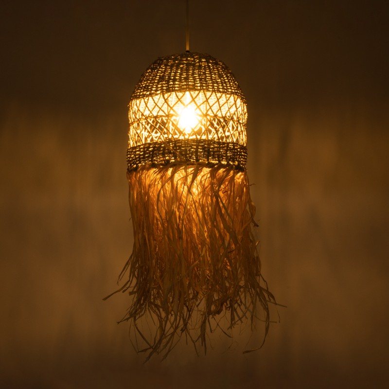 GLOBOSTAR® SAINTLUCIA 02160 Boho Κρεμαστό Φωτιστικό Οροφής με Ντουί 1 x E27 AC 220-240V IP20 - Μπεζ & Καφέ - Μ30 x Π30 x Υ90cm