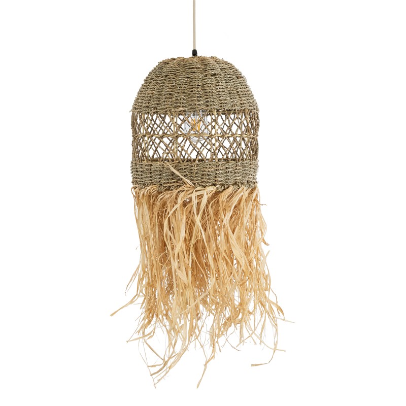 GLOBOSTAR® SAINTLUCIA 02160 Boho Κρεμαστό Φωτιστικό Οροφής με Ντουί 1 x E27 AC 220-240V IP20 - Μπεζ & Καφέ - Μ30 x Π30 x Υ90cm