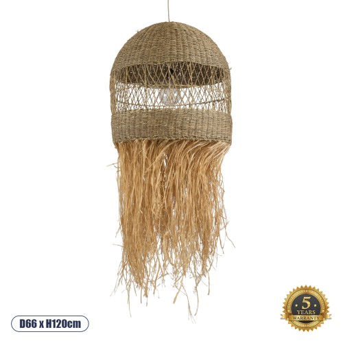 GLOBOSTAR® SAINTLUCIA 02161 Boho Κρεμαστό Φωτιστικό Οροφής με Ντουί 1 x E27 AC 220-240V IP20 - Μπεζ - Μ66 x Π66 x Υ120cm