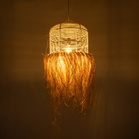 GLOBOSTAR® BASSETERRE 02162 Boho Κρεμαστό Φωτιστικό Οροφής με Ντουί 1 x E27 AC 220-240V IP20 - Μπεζ - Μ35 x Π35 x Υ60cm
