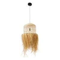 GLOBOSTAR® BASSETERRE 02162 Boho Κρεμαστό Φωτιστικό Οροφής με Ντουί 1 x E27 AC 220-240V IP20 - Μπεζ - Μ35 x Π35 x Υ60cm