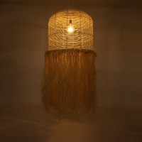 GLOBOSTAR® BASSETERRE 02163 Boho Κρεμαστό Φωτιστικό Οροφής με Ντουί 1 x E27 AC 220-240V IP20 - Μπεζ & Καφέ - Μ70 x Π70 x Υ170cm