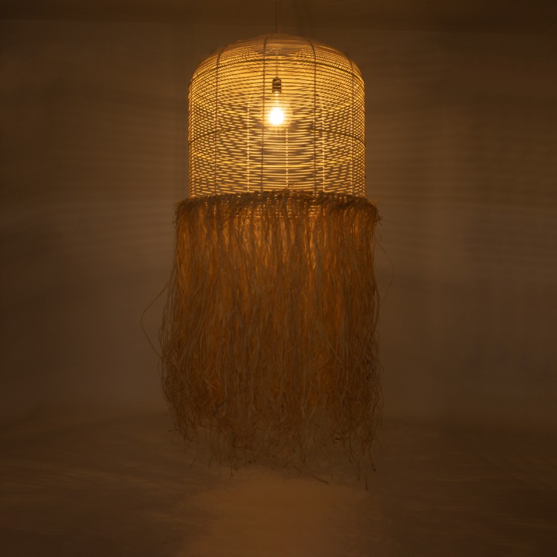 GLOBOSTAR® BASSETERRE 02163 Boho Κρεμαστό Φωτιστικό Οροφής με Ντουί 1 x E27 AC 220-240V IP20 - Μπεζ & Καφέ - Μ70 x Π70 x Υ170cm