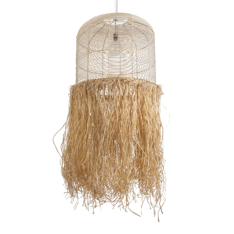 GLOBOSTAR® BASSETERRE 02163 Boho Κρεμαστό Φωτιστικό Οροφής με Ντουί 1 x E27 AC 220-240V IP20 - Μπεζ & Καφέ - Μ70 x Π70 x Υ170cm