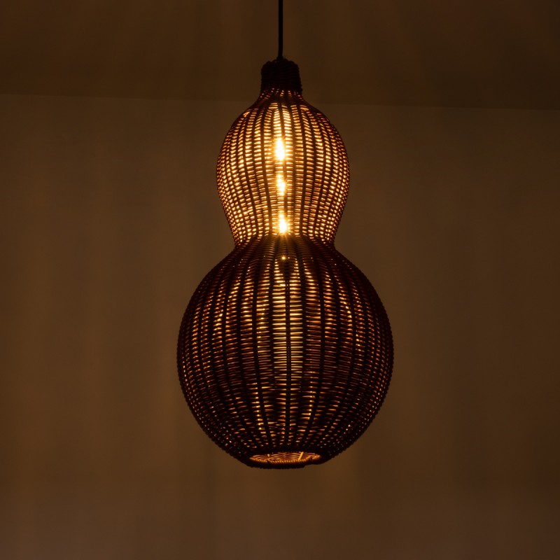 GLOBOSTAR® KINGSTOWN 02169 Boho Κρεμαστό Φωτιστικό Οροφής με Ντουί 1 x E27 AC 220-240V IP20 - Καφέ - Μ30 x Π30 x Υ60cm