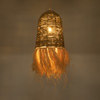 GLOBOSTAR® PORTOFERRAIO 02170 Boho Κρεμαστό Φωτιστικό Οροφής με Ντουί 1 x E27 AC 220-240V IP20 - Μπεζ - Μ30 x Π30 x Υ70cm