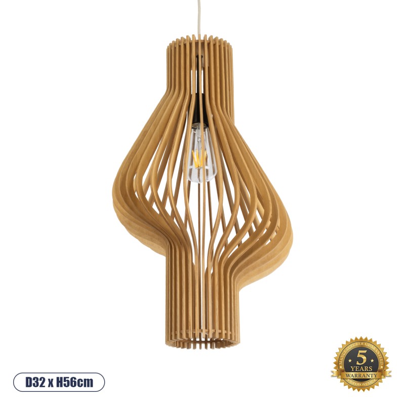 GLOBOSTAR® SCANDINAVIA 02172 Boho Κρεμαστό Φωτιστικό Οροφής με Ντουί 1 x E27 AC 220-240V IP20 - Μπεζ - Μ32 x Π32 x Υ56cm