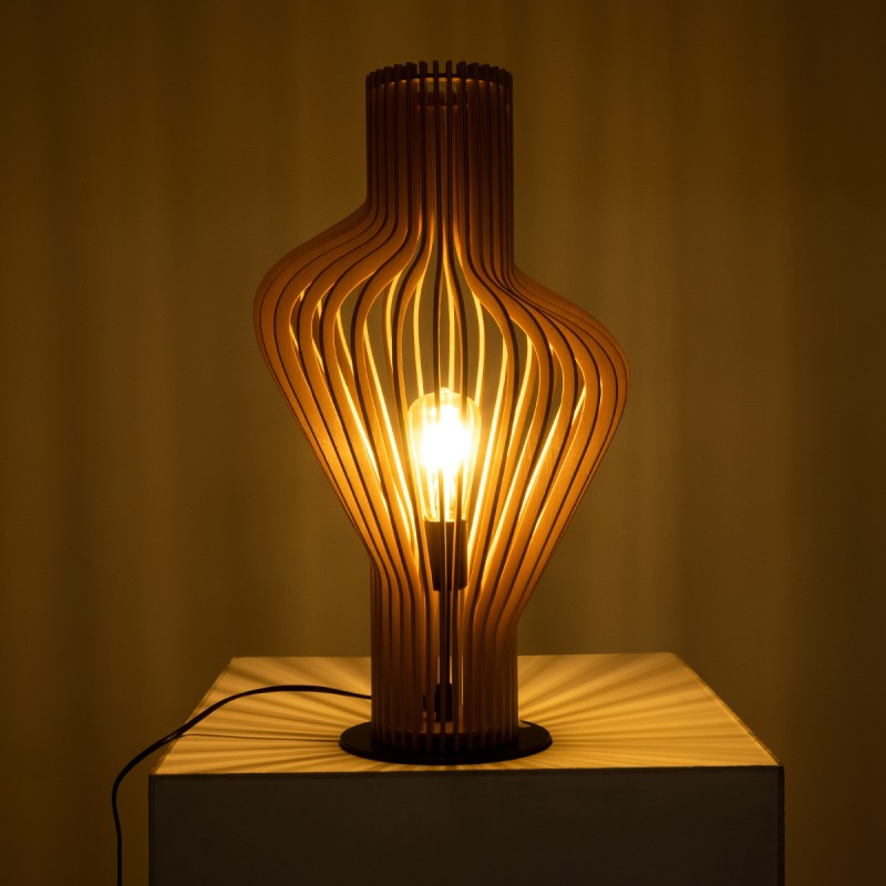 GLOBOSTAR® MIHIRO 02176 Boho Επιτραπέζιο Φωτιστικό Πορτατίφ με Ντουί 1 x E27 AC 220-240V IP20 - Μπεζ& Μαύρο - Μ33 x Π33 x Υ57cm
