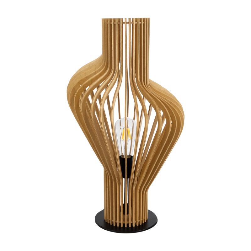 GLOBOSTAR® MIHIRO 02176 Boho Επιτραπέζιο Φωτιστικό Πορτατίφ με Ντουί 1 x E27 AC 220-240V IP20 - Μπεζ& Μαύρο - Μ33 x Π33 x Υ57cm