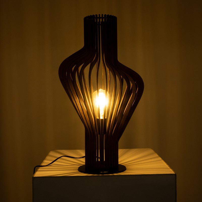 GLOBOSTAR® MIHIRO 02177 Boho Επιτραπέζιο Φωτιστικό Πορτατίφ με Ντουί 1 x E27 AC 220-240V IP20 - Καφέ & Μαύρο - Μ33 x Π33 x Υ57cm