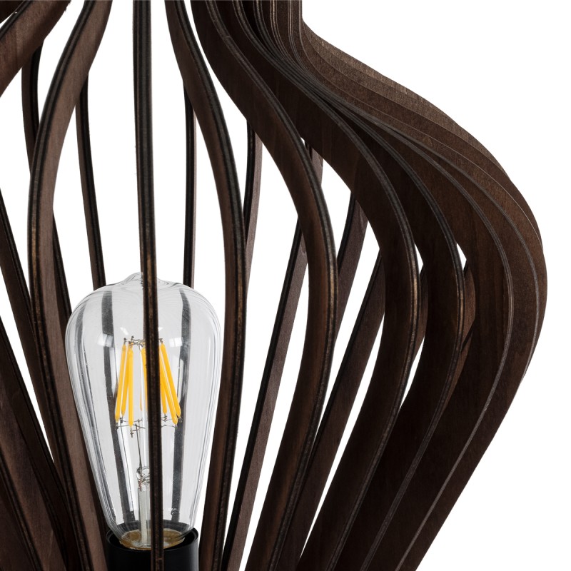 GLOBOSTAR® MIHIRO 02177 Boho Επιτραπέζιο Φωτιστικό Πορτατίφ με Ντουί 1 x E27 AC 220-240V IP20 - Καφέ & Μαύρο - Μ33 x Π33 x Υ57cm