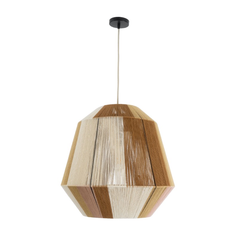 GLOBOSTAR® SALERNO 02187 Boho Κρεμαστό Φωτιστικό Οροφής με Ντουί 1 x E27 AC 220-240V IP20 - Μπεζ & Καφέ - Μ50 x Π50 x Υ50cm