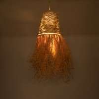 GLOBOSTAR® LETA 02189 Boho Κρεμαστό Φωτιστικό Οροφής με Ντουί 1 x E27 AC 220-240V IP20 - Μπεζ - Μ34 x Π34 x Υ70cm