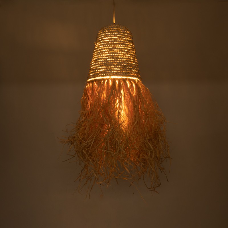 GLOBOSTAR® LETA 02189 Boho Κρεμαστό Φωτιστικό Οροφής με Ντουί 1 x E27 AC 220-240V IP20 - Μπεζ - Μ34 x Π34 x Υ70cm