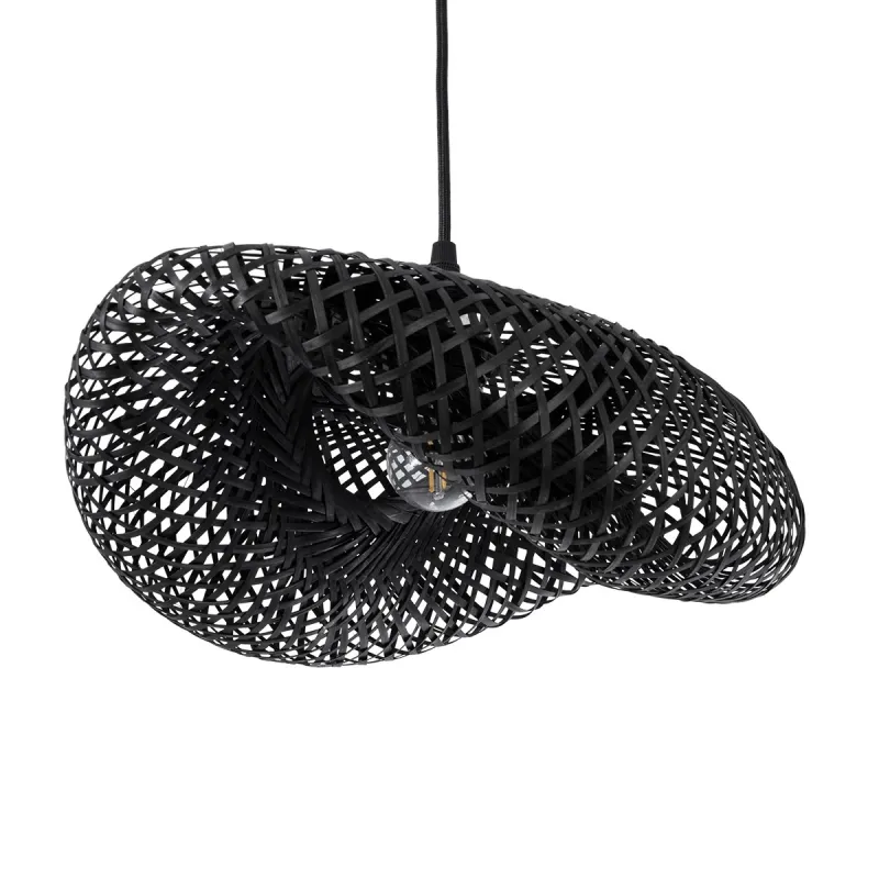 GLOBOSTAR® MEXICO 02200 Boho Κρεμαστό Φωτιστικό Οροφής με Ντουί 1 x E27 AC 220-240V IP20 - Μαύρο - Μ40 x Π30 x Υ13cm