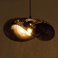 GLOBOSTAR® MEXICO 02201 Boho Κρεμαστό Φωτιστικό Οροφής με Ντουί 1 x E27 AC 220-240V IP20 - Μαύρο - Μ65 x Π45 x Υ18cm