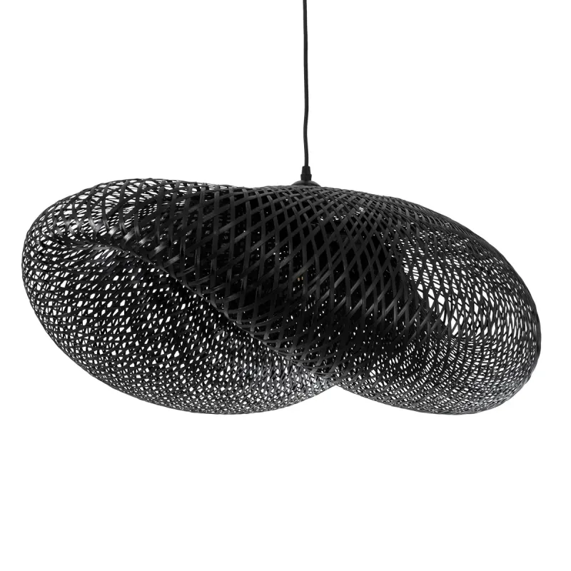 GLOBOSTAR® MEXICO 02202 Boho Κρεμαστό Φωτιστικό Οροφής με Ντουί 1 x E27 AC 220-240V IP20 - Μαύρο - Μ85 x Π50 x Υ30cm